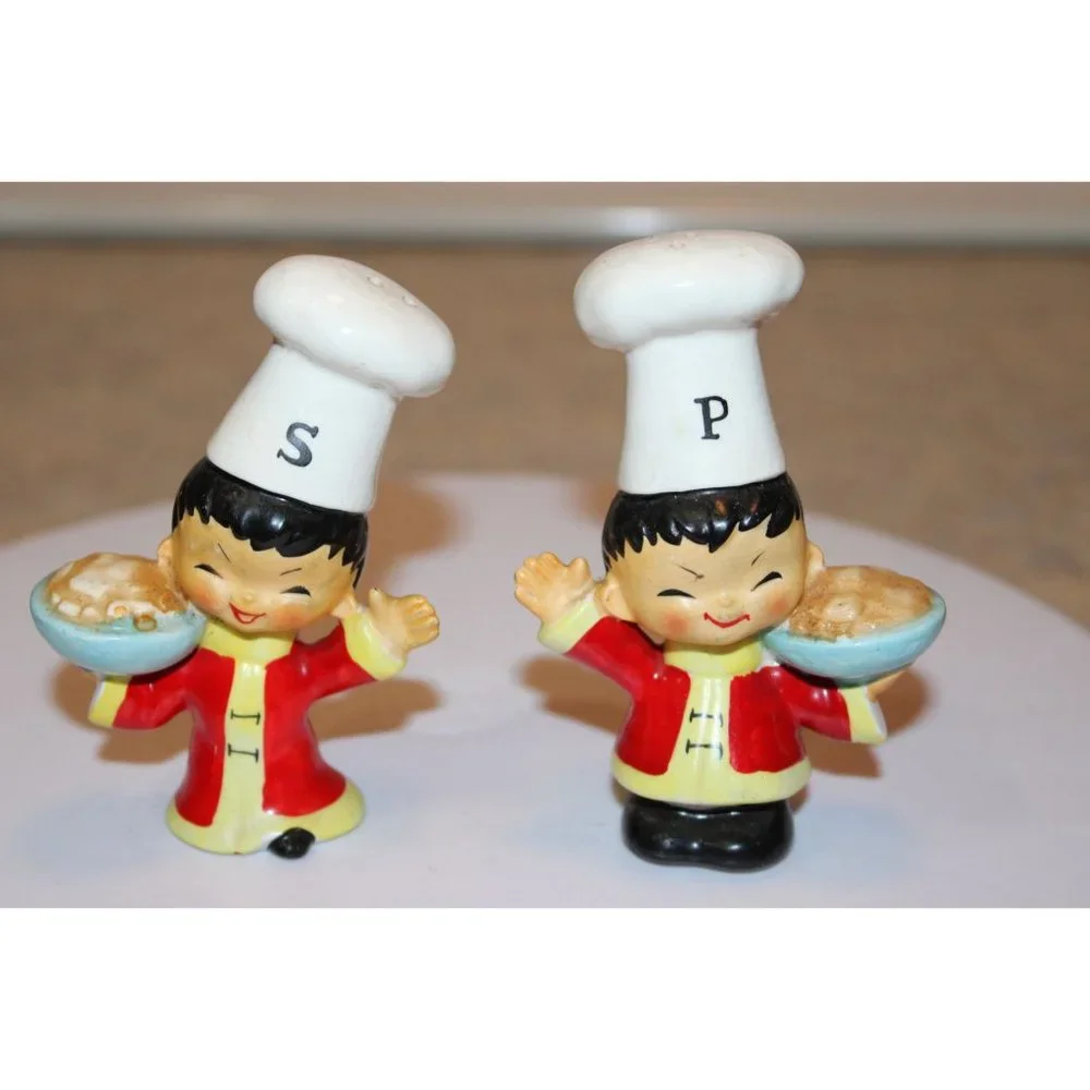 Salt & Pepper Shakers - Vintage Oriental Kid Chefs
